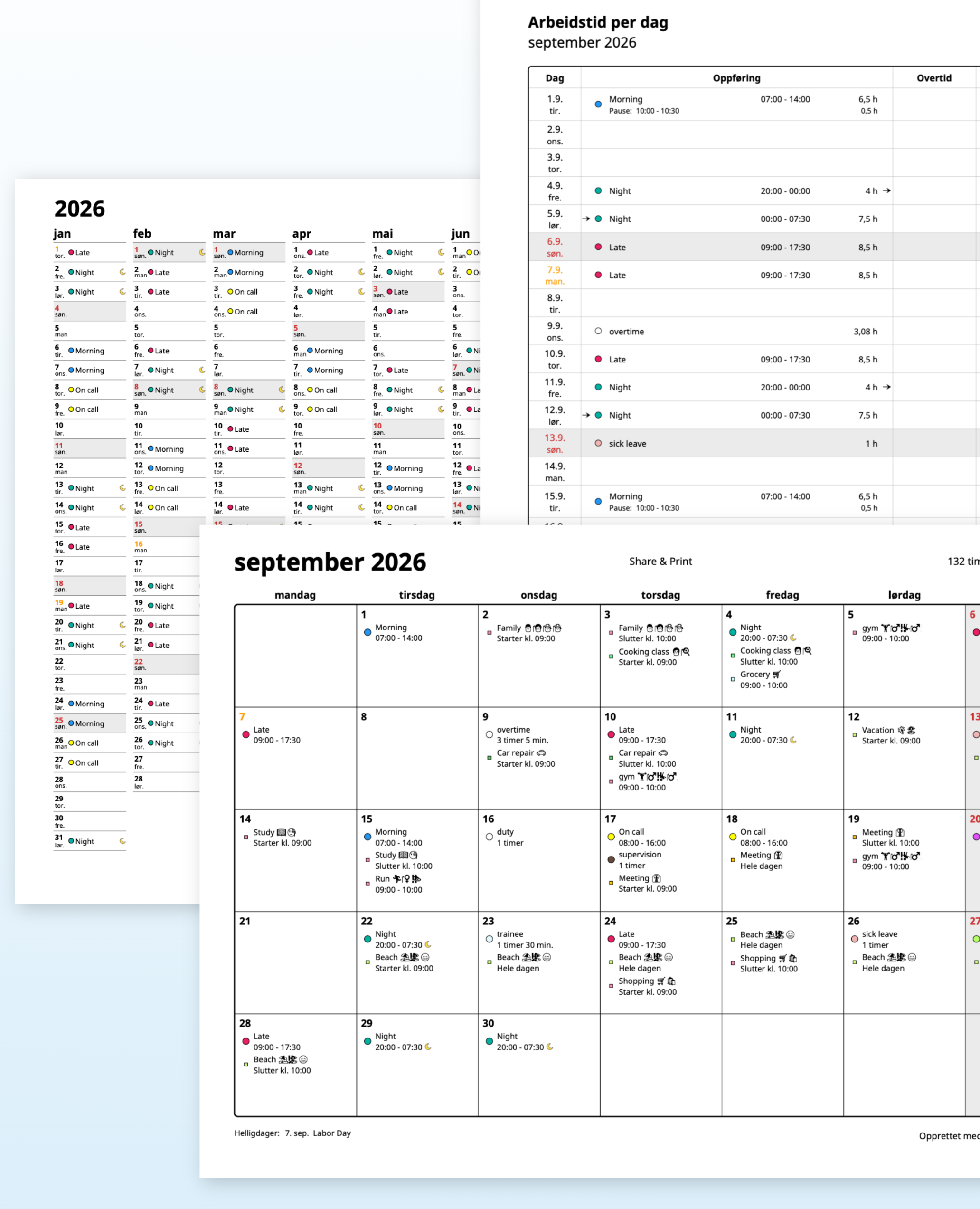 Del og skriv ut